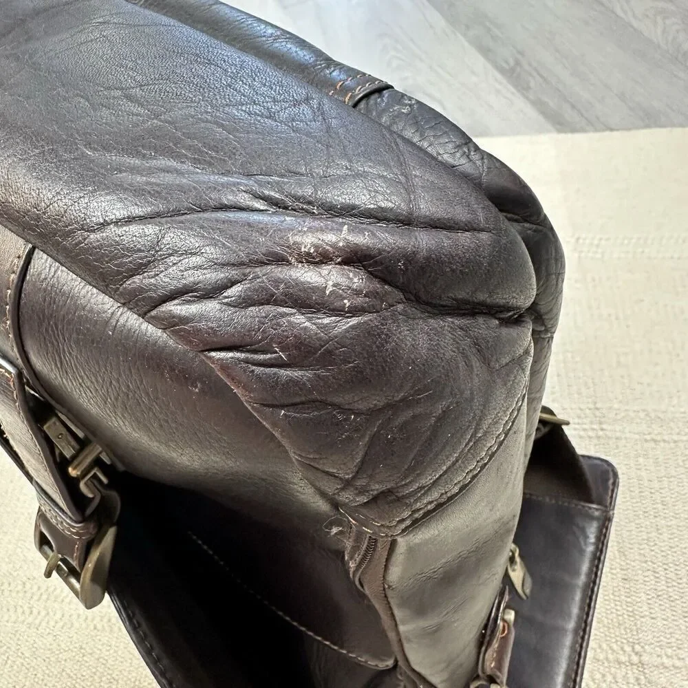 Samsonite Leather Briefcase Laptop Messenger Bag Dark Brown Shoulder Strap